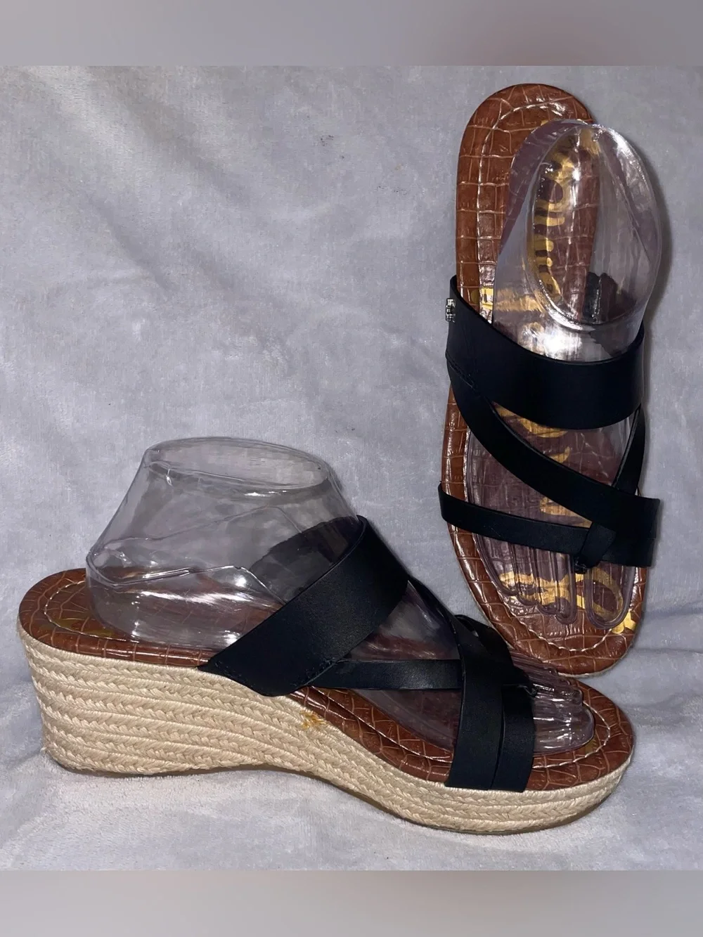 Sam Edelman Women’s Size 10 Raleigh Black Espadrille Wedge Sandals Leather Shoes - Picture 6 of 11